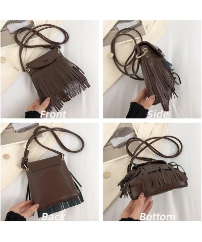 Shoulder Bag for Girl Retro Crossbody Purse with Tassel Lightweight Top Handle Satchel Small Handbag Daily Phone Purse Brown ...