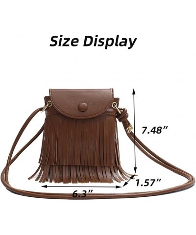 Shoulder Bag for Girl Retro Crossbody Purse with Tassel Lightweight Top Handle Satchel Small Handbag Daily Phone Purse Brown ...