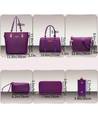 6pcs Tote Purses and Handbags Set for Women Top Handle Satchel Shoulder Crossbody Bag Clutch Wallet-Purple Black a $16.31 Totes