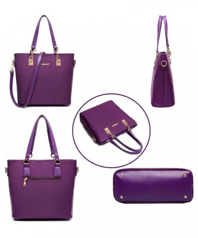 6pcs Tote Purses and Handbags Set for Women Top Handle Satchel Shoulder Crossbody Bag Clutch Wallet-Purple Black a $16.31 Totes