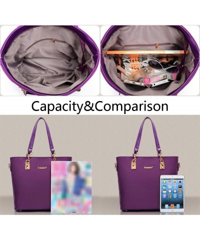 6pcs Tote Purses and Handbags Set for Women Top Handle Satchel Shoulder Crossbody Bag Clutch Wallet-Purple Black a $16.31 Totes