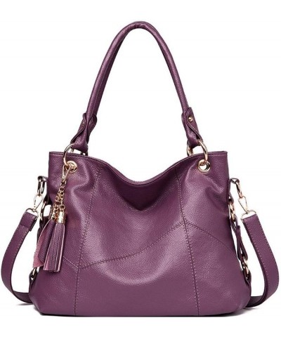 Women's Tassel Bag Tote OL Fashion Shopping Bag Cowhide Leather Handbag (yellow) Purple $42.18 Totes