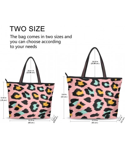 Woman Tote Bag Rainbow Leopard Print Cheetah Shoulder Handbag for Work Travel Business Beach Shopping $13.63 Shoulder Bags