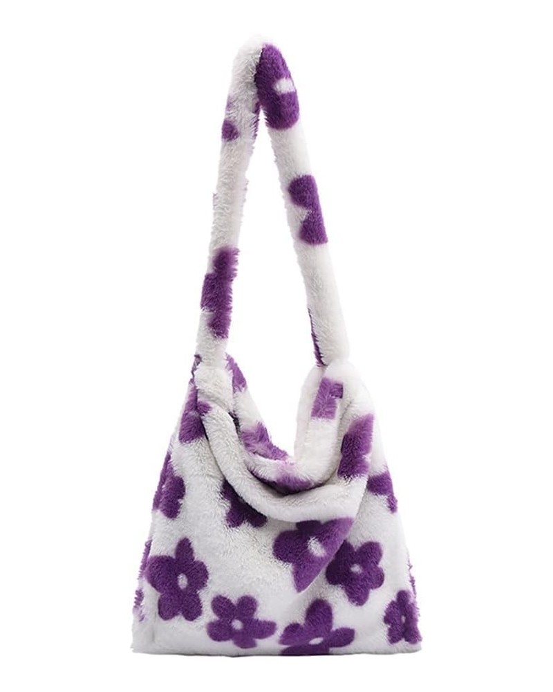 Ladies Underarm Plush Bag, Women's Flower Plush Underarm Shoulder Bag, Fluffy Bag Tote for dating shopping/215 B02 $22.61 Totes