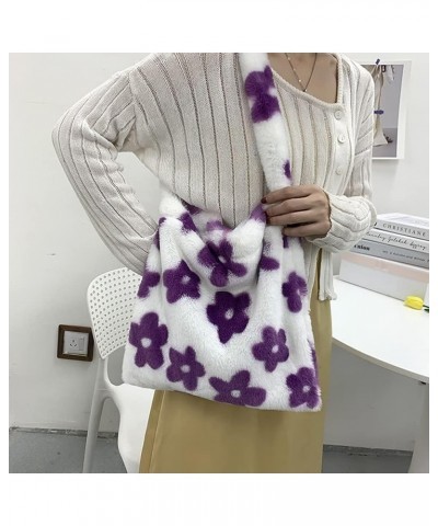 Ladies Underarm Plush Bag, Women's Flower Plush Underarm Shoulder Bag, Fluffy Bag Tote for dating shopping/215 B02 $22.61 Totes