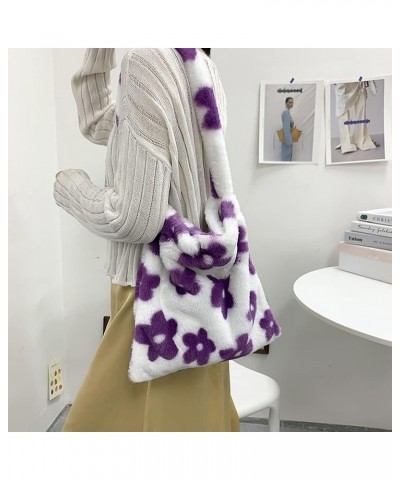 Ladies Underarm Plush Bag, Women's Flower Plush Underarm Shoulder Bag, Fluffy Bag Tote for dating shopping/215 B02 $22.61 Totes