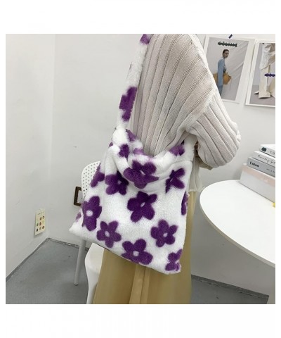 Ladies Underarm Plush Bag, Women's Flower Plush Underarm Shoulder Bag, Fluffy Bag Tote for dating shopping/215 B02 $22.61 Totes