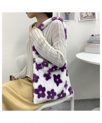 Ladies Underarm Plush Bag, Women's Flower Plush Underarm Shoulder Bag, Fluffy Bag Tote for dating shopping/215 B02 $22.61 Totes