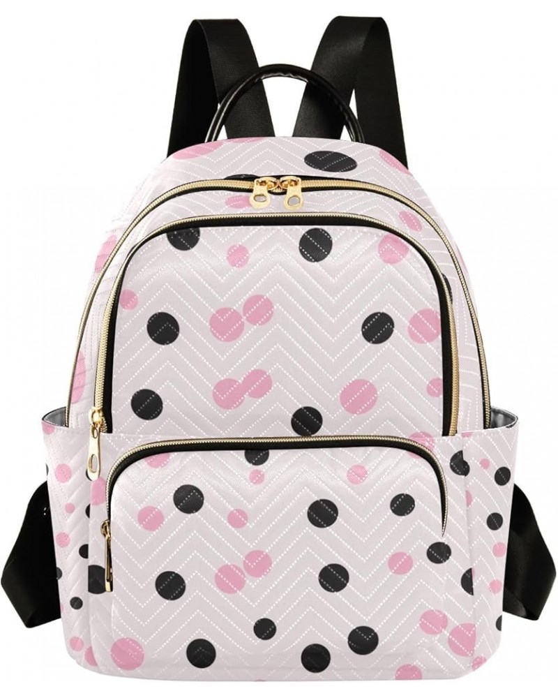 Small Backpack Purse for Women, Pink Black Dots Travel Bag Casual Daypack Shoulder Bag Medium $21.59 Backpacks