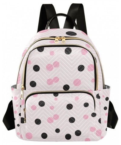 Small Backpack Purse for Women, Pink Black Dots Travel Bag Casual Daypack Shoulder Bag Medium $21.59 Backpacks