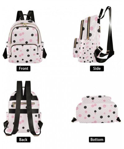 Small Backpack Purse for Women, Pink Black Dots Travel Bag Casual Daypack Shoulder Bag Medium $21.59 Backpacks