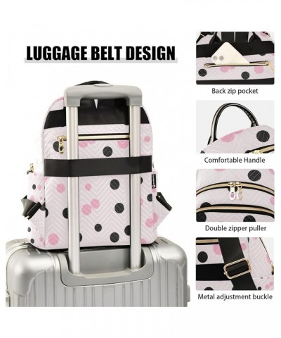 Small Backpack Purse for Women, Pink Black Dots Travel Bag Casual Daypack Shoulder Bag Medium $21.59 Backpacks