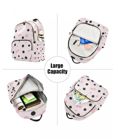 Small Backpack Purse for Women, Pink Black Dots Travel Bag Casual Daypack Shoulder Bag Medium $21.59 Backpacks