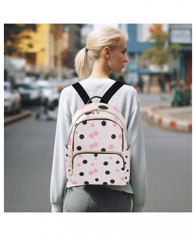 Small Backpack Purse for Women, Pink Black Dots Travel Bag Casual Daypack Shoulder Bag Medium $21.59 Backpacks