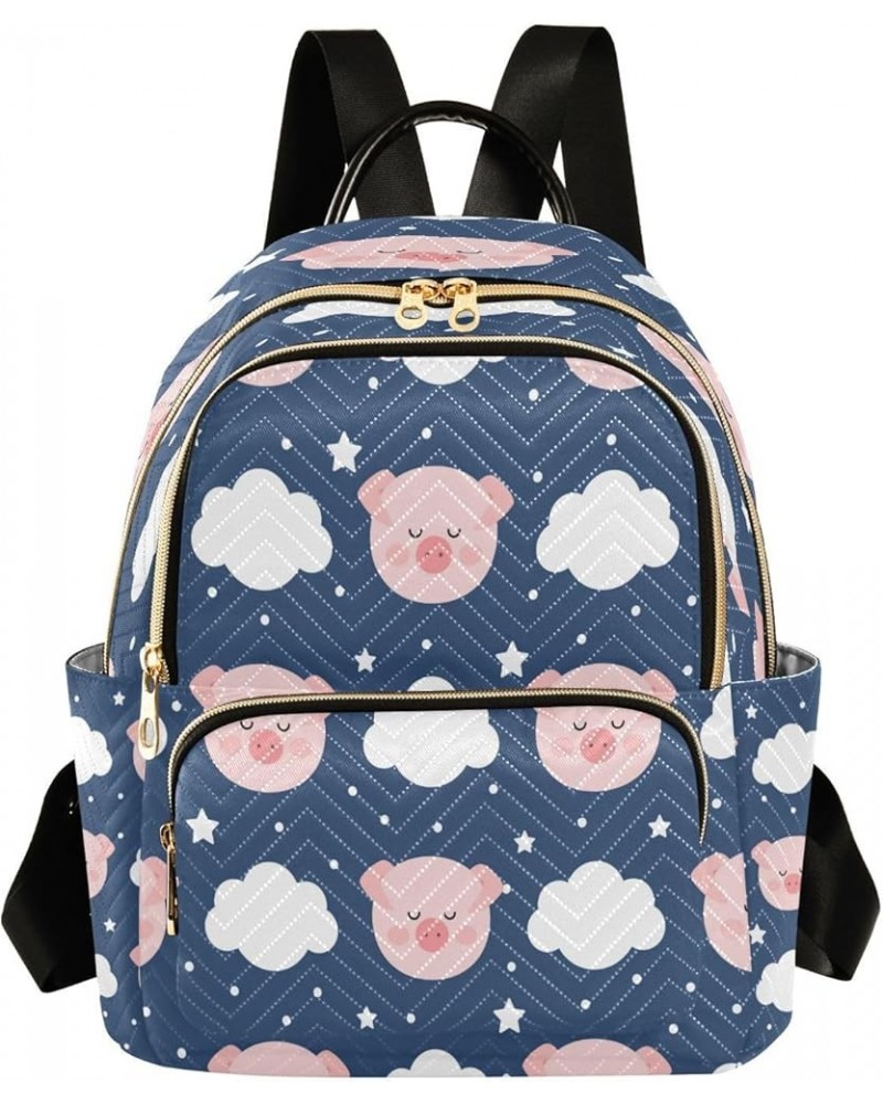 Women Backpack Purse Cute Pig Cloud Stars Fashion Shoulder Bags Travel Backpack Small Daypacks S Medium $11.44 Backpacks