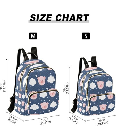 Women Backpack Purse Cute Pig Cloud Stars Fashion Shoulder Bags Travel Backpack Small Daypacks S Medium $11.44 Backpacks