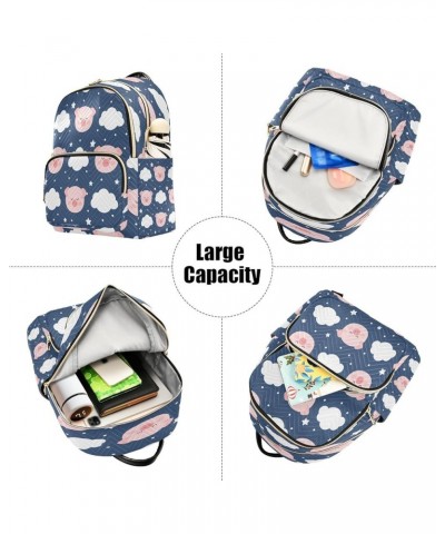 Women Backpack Purse Cute Pig Cloud Stars Fashion Shoulder Bags Travel Backpack Small Daypacks S Medium $11.44 Backpacks