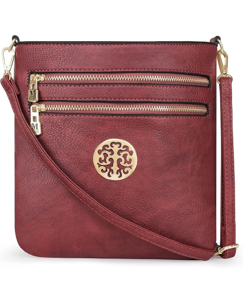 Crossbody Bags for Women Multi Pocket Cross Body Bag Purses with Adjustable Strap B Burgundy Red $10.75 Crossbody Bags