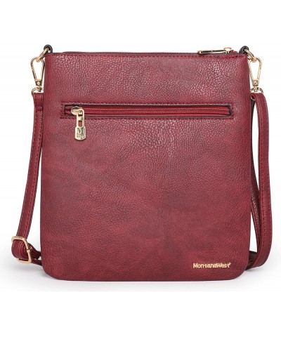 Crossbody Bags for Women Multi Pocket Cross Body Bag Purses with Adjustable Strap B Burgundy Red $10.75 Crossbody Bags