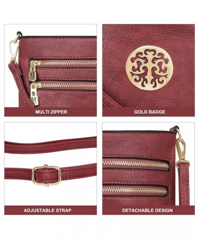 Crossbody Bags for Women Multi Pocket Cross Body Bag Purses with Adjustable Strap B Burgundy Red $10.75 Crossbody Bags