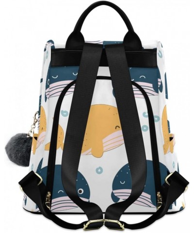 Women Fashion Backpack Cute Ocean Whales print, Anti Theft Casual Daypack Shoulder Bag Purse for Travel Work 15 inches $23.77...