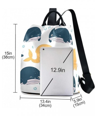 Women Fashion Backpack Cute Ocean Whales print, Anti Theft Casual Daypack Shoulder Bag Purse for Travel Work 15 inches $23.77...