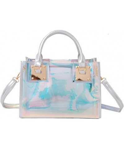 Women Laser Crossbody Bag Jelly Shoulder Bags Handbag Satchel Beach Bags 2pcs-White Silver $25.19 Totes