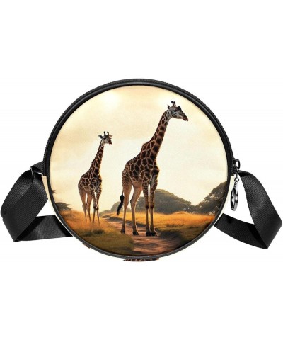 Crossbody Bags for Women,Crossbody Bag Men,Small Sling Bag,African Grassland Two Giraffes,Crossbody Purse $10.02 Crossbody Bags