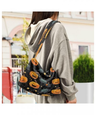 Tropical Leaves Green Leaves Womens Shoulder Bag, Book Tote Bag, Autumn Handbags Black With Pumpkins and Stars-2 $12.99 Totes