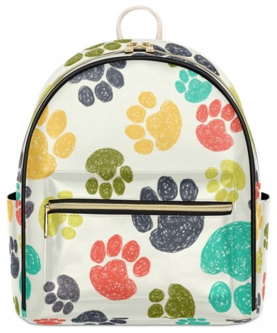 Cartoon Paws Print Mini Backpack Purse for Women, Paws Print Small Backpack Leather Casual Daypacks Ladies Shoulder Bags $25....