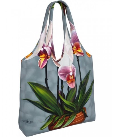 Blooming Orchids Extra Large Capacity Shoulder Canvas Bag For Shopping Travel Daily Use $12.99 Totes