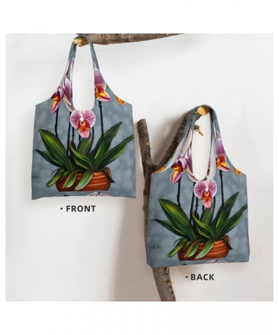 Blooming Orchids Extra Large Capacity Shoulder Canvas Bag For Shopping Travel Daily Use $12.99 Totes