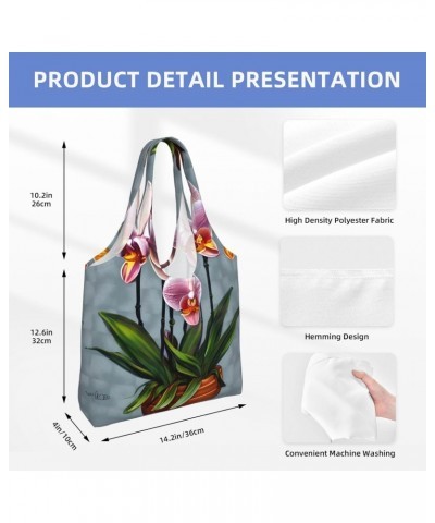 Blooming Orchids Extra Large Capacity Shoulder Canvas Bag For Shopping Travel Daily Use $12.99 Totes