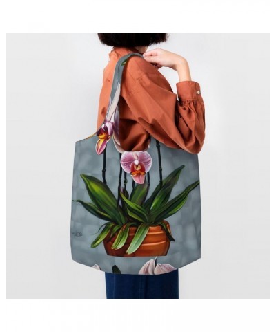 Blooming Orchids Extra Large Capacity Shoulder Canvas Bag For Shopping Travel Daily Use $12.99 Totes