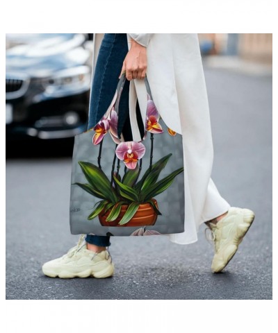 Blooming Orchids Extra Large Capacity Shoulder Canvas Bag For Shopping Travel Daily Use $12.99 Totes