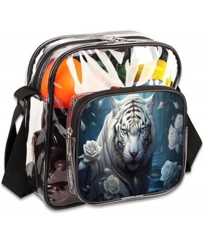 Floret Stadium-Approved Clear Crossbody Bag with Colorful Print Design White Tiger Lily $15.11 Crossbody Bags