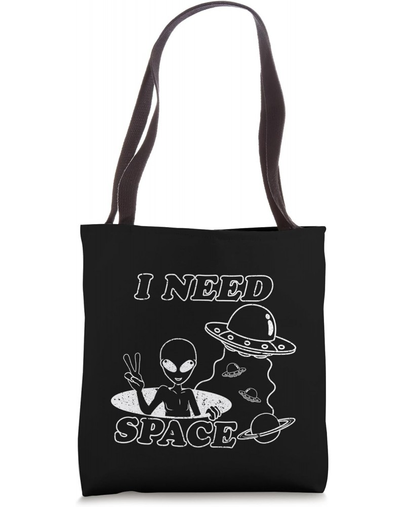 I Need Space Retro UFO Space Lovers Distressed Style Tote Bag $17.02 Totes