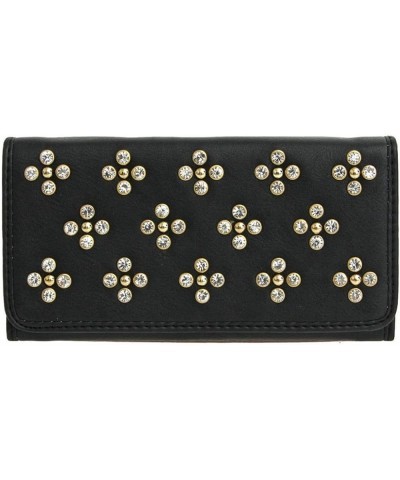 Designer Inspired Flower Rhinestones Woman L Checkbook Wallet black $26.09 Wallets