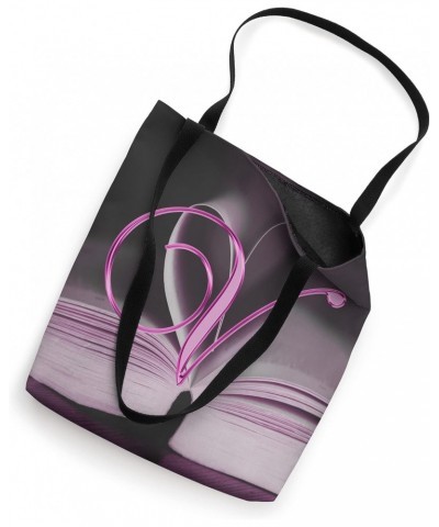 V Pink Heart Book Page Story Read Love Initial Letter Name Tote Bag $13.11 Totes