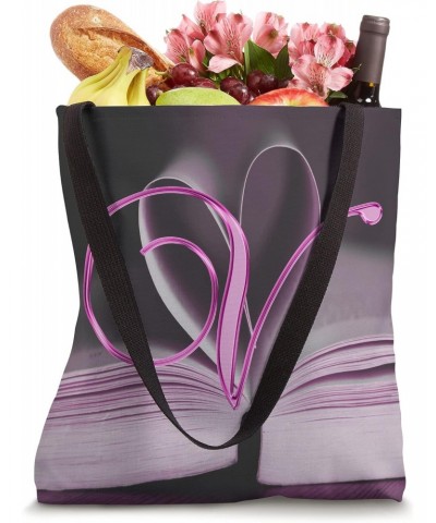 V Pink Heart Book Page Story Read Love Initial Letter Name Tote Bag $13.11 Totes