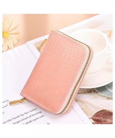 Small Wallet Solid Women Neutral Fashion Card Color Stone Pattern Purse ID Zipper Wallet Wallet Zipper Pocket, Coffee, One Si...