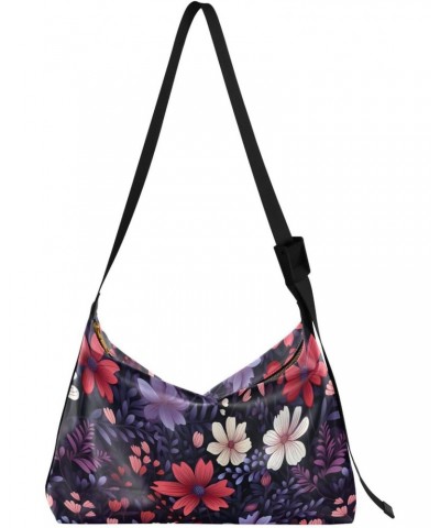 Flowers Floral Purple Red Crossbody Bag for Women Men with Adjustable Strap PU Leather Shoulder Hobo Purse Bag 20851546 $16.8...