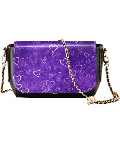 Valentines Crossbody Handbag Romance Heart Magic Purple PU Leather Shoulder Bag Sturdy Travel Pouch Compact Chic Bag for Wome...