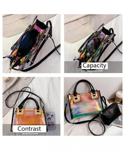 Women Laser Crossbody Bag Jelly Shoulder Bags Handbag Satchel Beach Bags 2pcs-White Silver $25.19 Totes