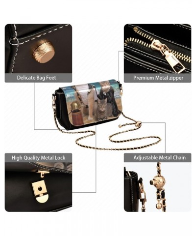 Pirate Cats Leather Crossbody Bag for Women Small Handbag with Chain Strap, Flip-Top Crossbody Purse $22.39 Crossbody Bags