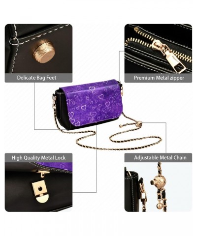 Valentines Crossbody Handbag Romance Heart Magic Purple PU Leather Shoulder Bag Sturdy Travel Pouch Compact Chic Bag for Wome...