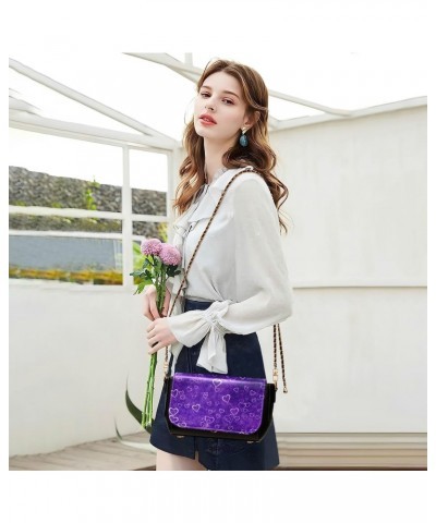 Valentines Crossbody Handbag Romance Heart Magic Purple PU Leather Shoulder Bag Sturdy Travel Pouch Compact Chic Bag for Wome...