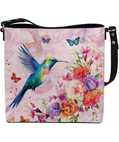 Shoulder Bucket Crossbody Purse-PU Leather Purse and Handbags for Women Hummingbird Floral $23.96 Totes