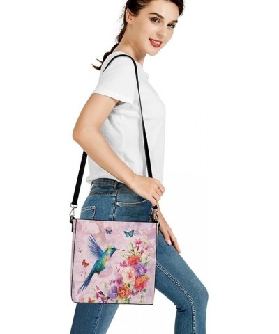 Shoulder Bucket Crossbody Purse-PU Leather Purse and Handbags for Women Hummingbird Floral $23.96 Totes