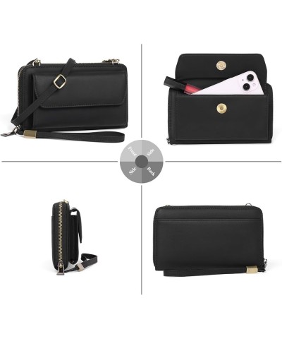 Phone Purse Crossbody Bags for Women Small Travel Wallet Touch Screen RFID Blocking C01-black $14.55 Crossbody Bags